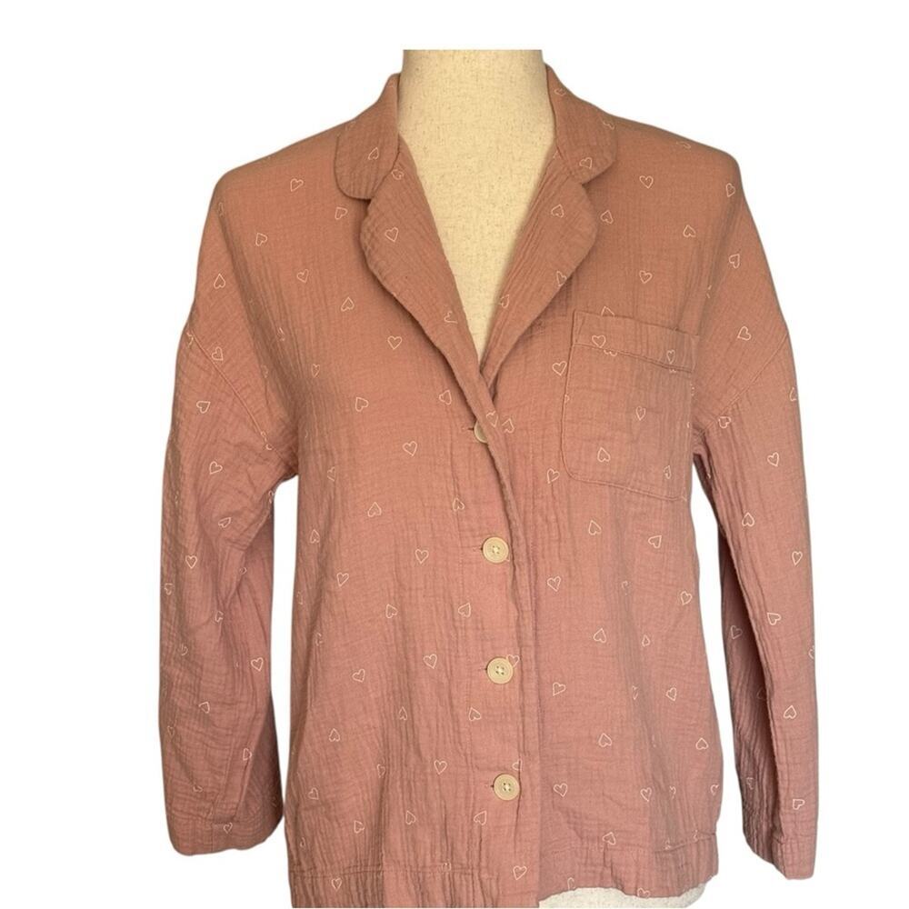 Madewell 100% Cotton Gauze Button Front Top Rose Pink Lightweight Soft Size XS